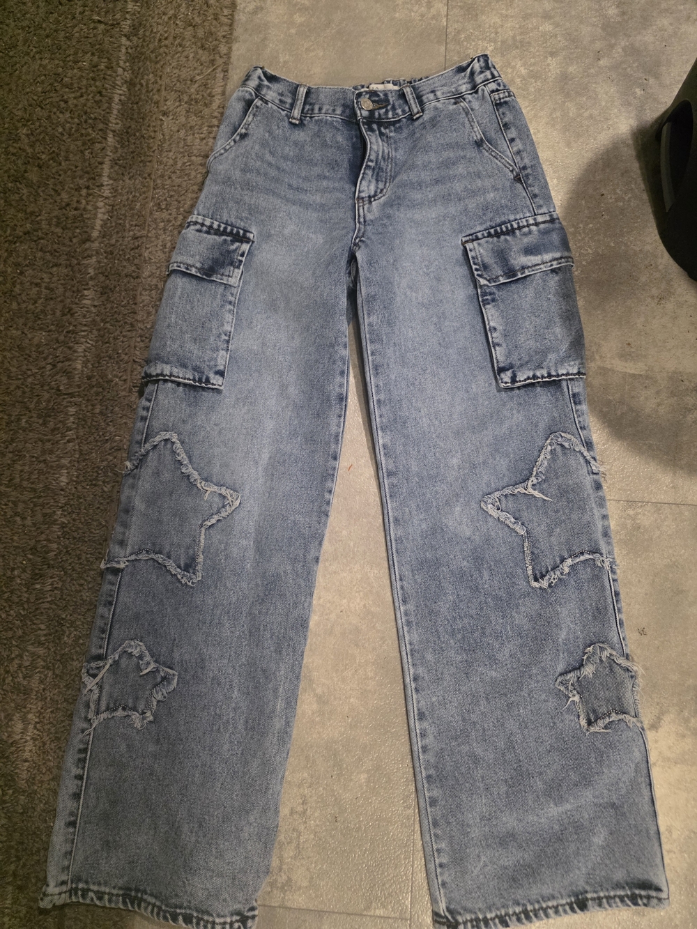 Mode Mistique High Rise Wide Leg Tattered Star Jeans Europe Oversized